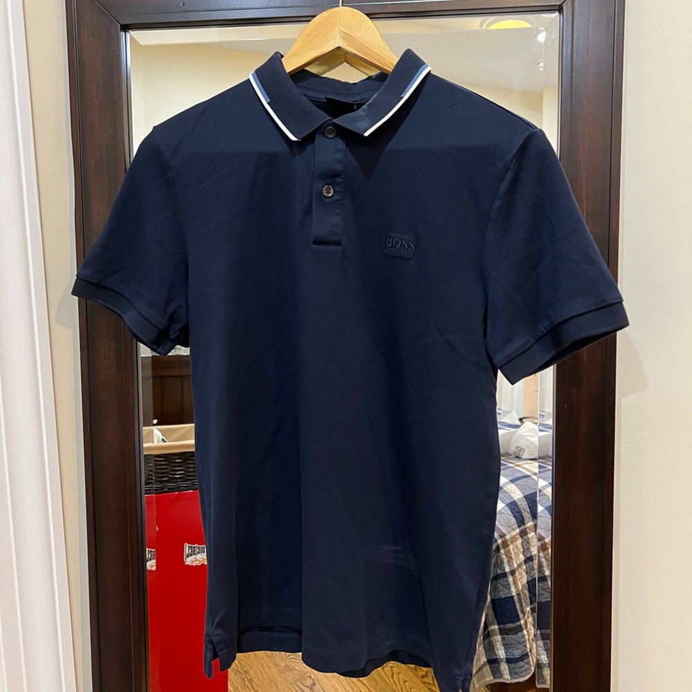 Navy Blue Hugo Boss Botton Shirt